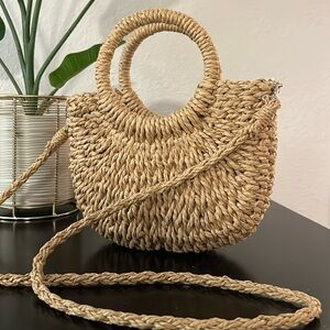 Rattan Straw Cross Body Mini Bag